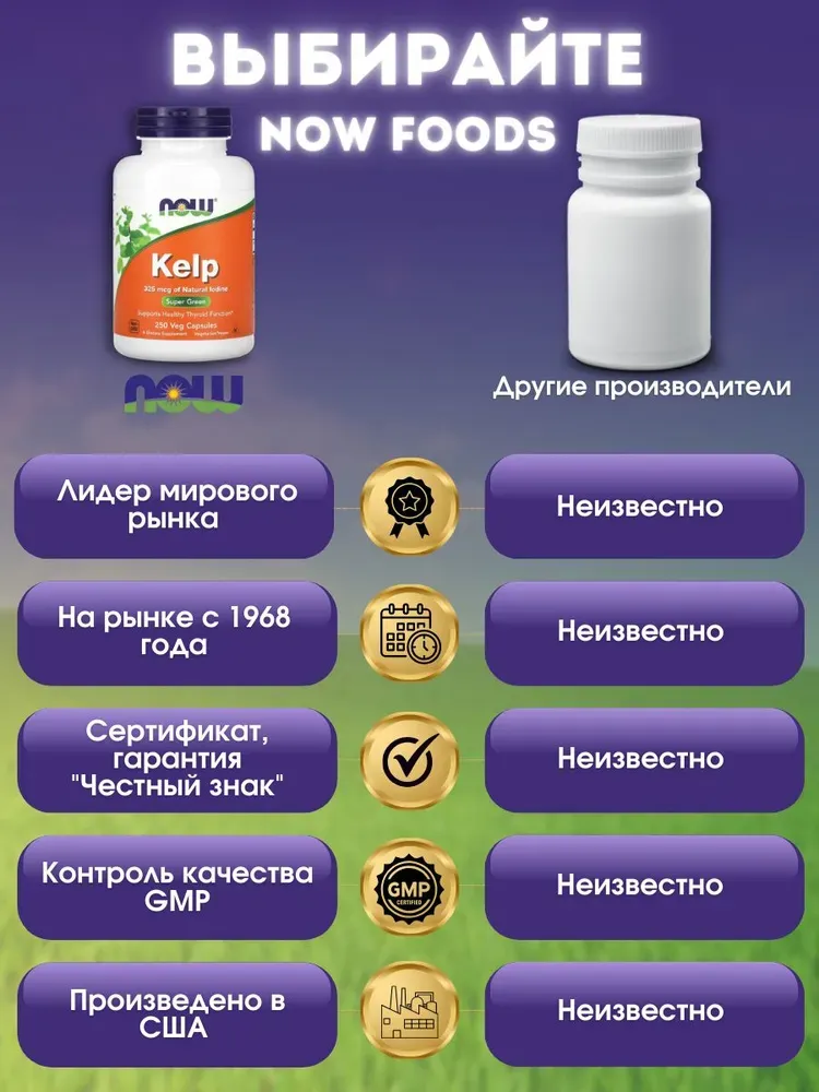 Now Food's Kelp Organik Yod Dengiz O'simlaridan Olingan 325 mcg 250 caps 4