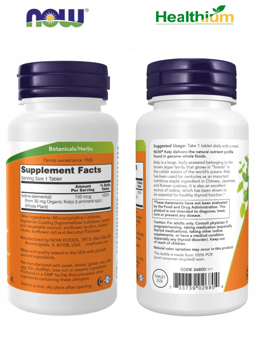 Now Food's Kelp Organik Yod Dengiz O'simlaridan Olingan 150 mcg 200 caps 4