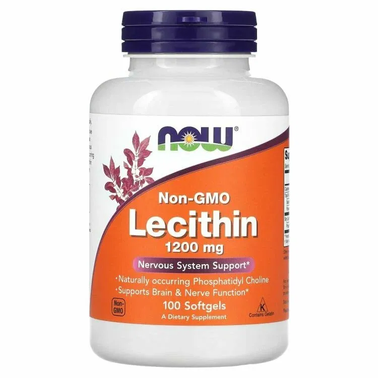 Now Foods Lecithin Non-GMO  Лецитин 1200 мг 100 мягких капсул 2
