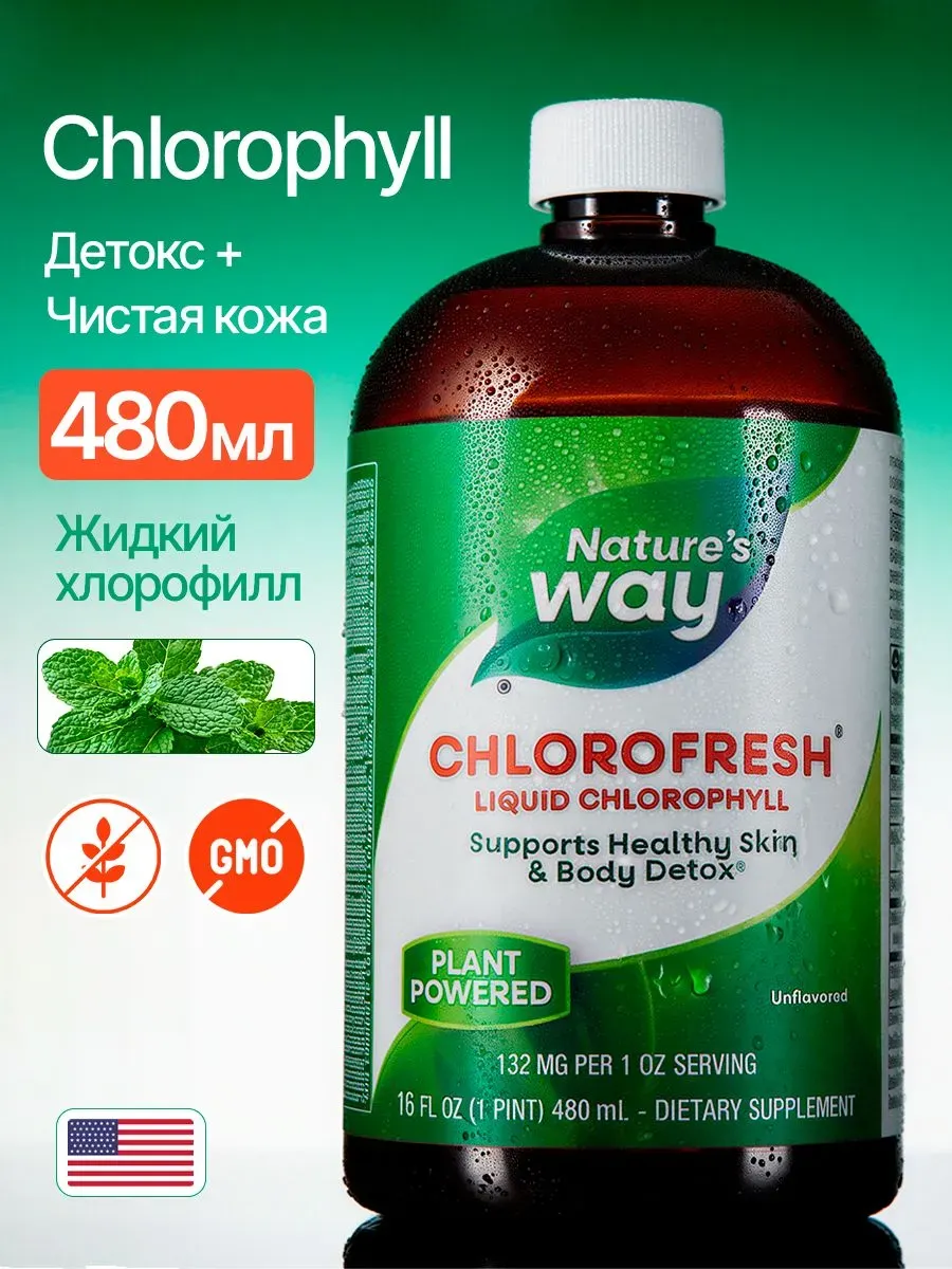 Nature's Way Жидкий хлорофилл Chlorofresh, с ароматом мяты, 480 мл. 1